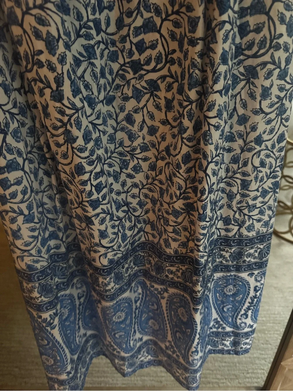 J. Crew Blue and White Floral Border Maxi Dress